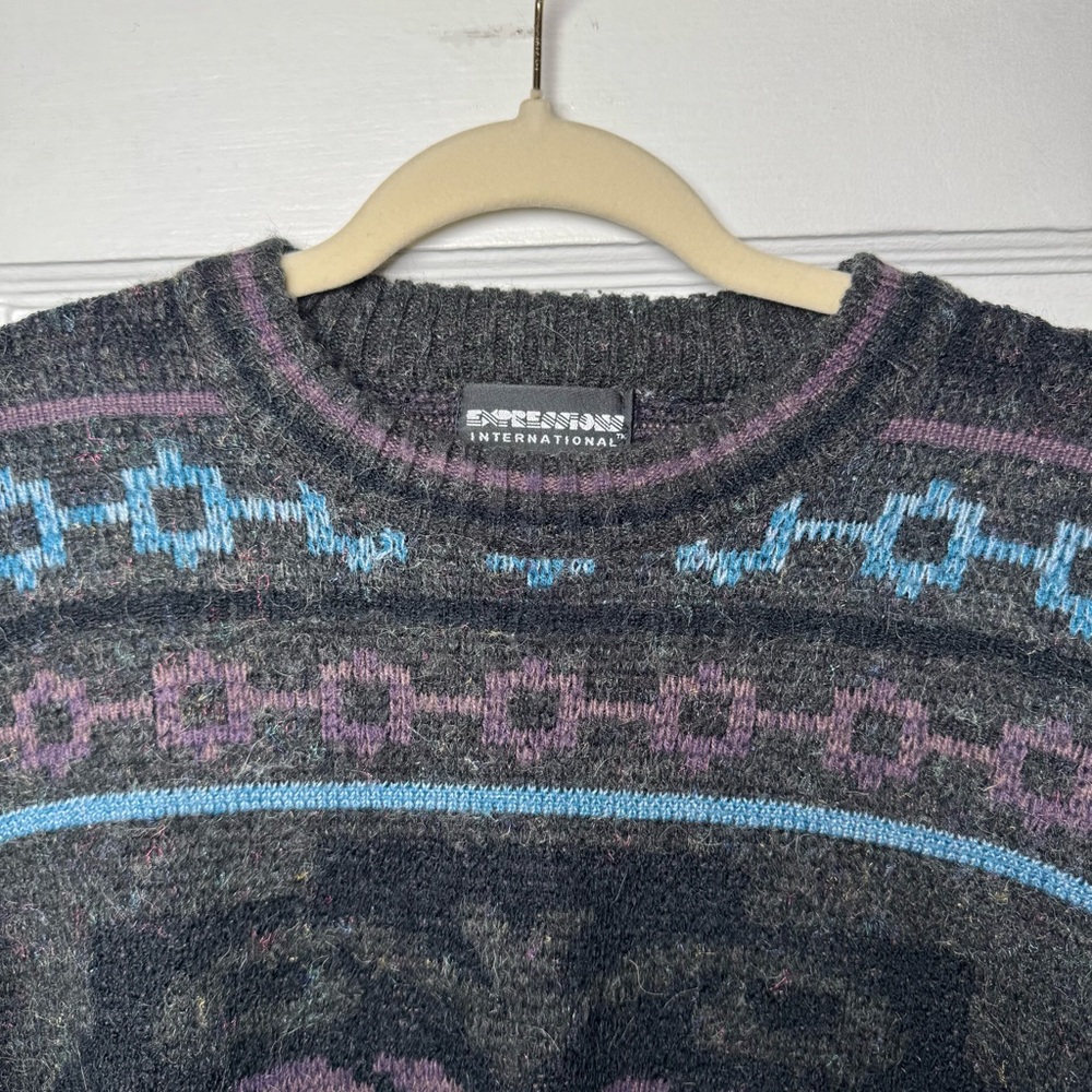Vintage Expressions International Fisherman Aztec Print Crewneck Sweater Large - Picture 2 of 8